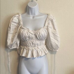 FOR LOVE AND LEMONS Elegant White Puff Sleeve Top